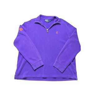 Vintage Polo Ralph Lauren Clemson Tigers 1/4 Zip Pullover Mens L Knit NCAA